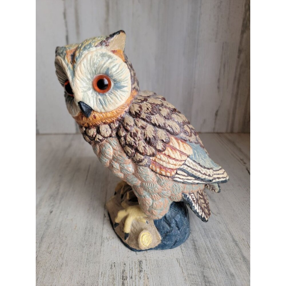 Vintage big eyed owl bird plaster‎ unique bird xmas home decor figure